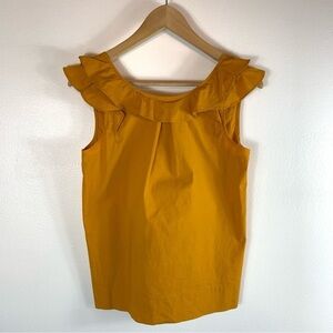 J Crew Mustard Yellow Ruffle Trim Blouse Top Size 0